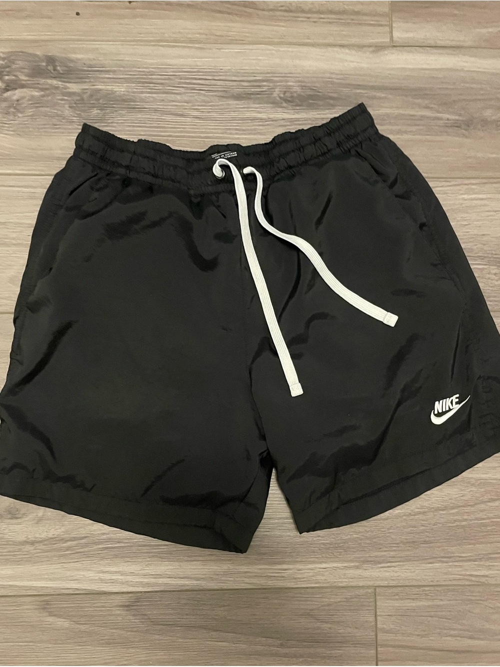 Nike Black Athletic Shorts with White Drawstring